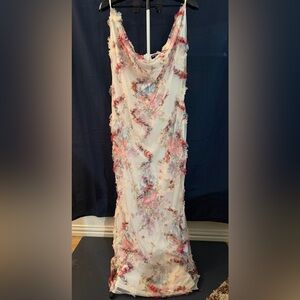Pretty little thing Plus Floral Ruffle Mesh Midi Dress Size 14 NWT
